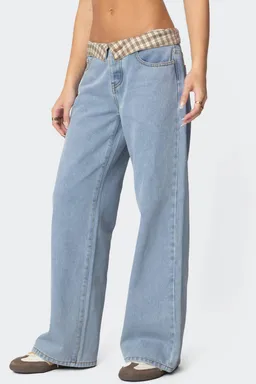 Jeans tiro bajo escocés de Edikted en Pantalones para argentina
