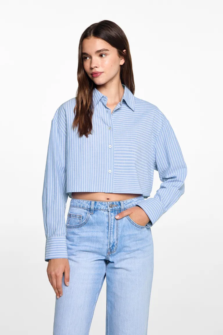 Camisa rayada combinada de Mango Teen en Camisas para argentina