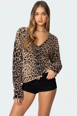 Cárdigan cuello estampado leopardo de Edikted en Chaquetas para argentina