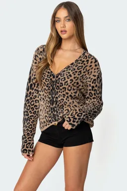 Cárdigan cuello estampado leopardo de Edikted en Chaquetas para argentina