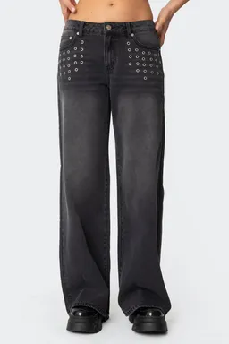 Jeans baggy tiro bajo ojalillos de Edikted en Pantalones para argentina