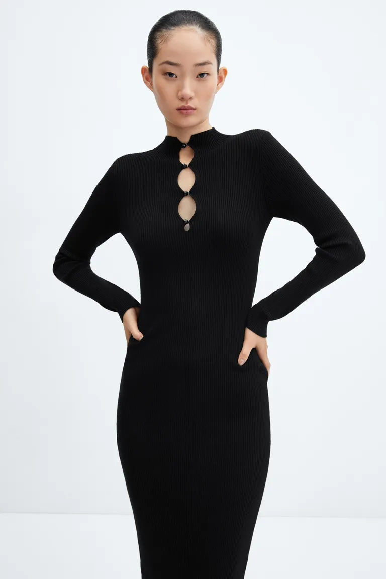 Vestido canalé con botones de Mango en Vestidos para argentina