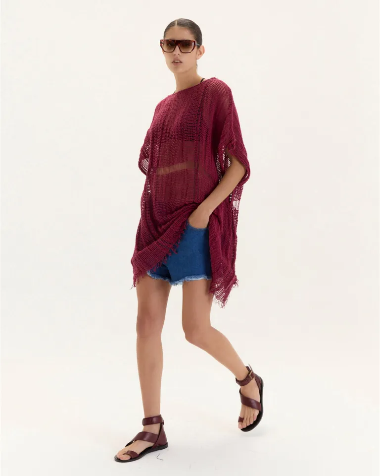 Remerón oversize de algodón con diseño teñido artesanalmente y acabado único de Blue Sheep en Capas y Ponchos para argentina