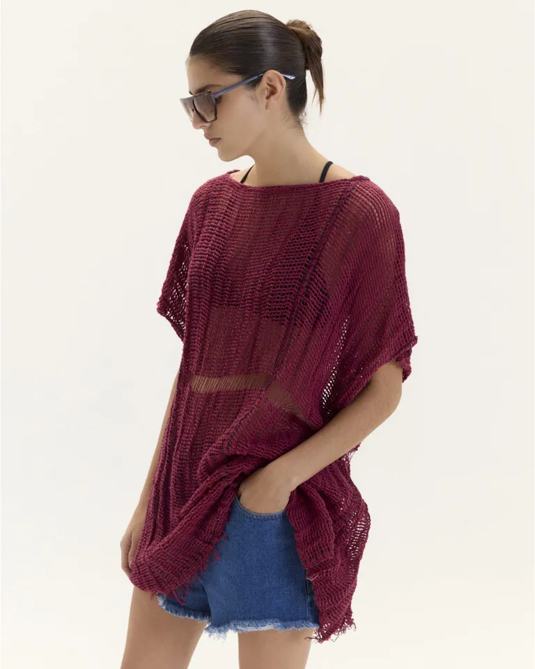 Remerón oversize de algodón con diseño teñido artesanalmente y acabado único de Blue Sheep en Capas y Ponchos para argentina