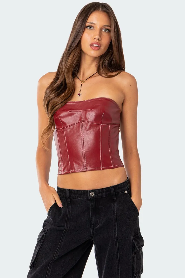 Corset cuero sintético moss de Edikted en Tops para argentina