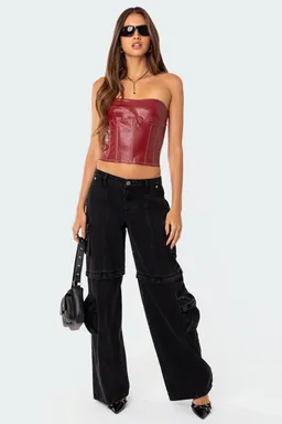 Corset cuero sintético moss de Edikted en Tops para argentina