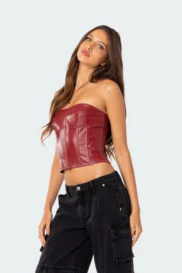 Corset cuero sintético moss de Edikted en Tops para argentina