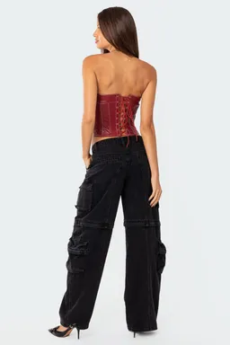 Corset cuero sintético moss de Edikted en Tops para argentina