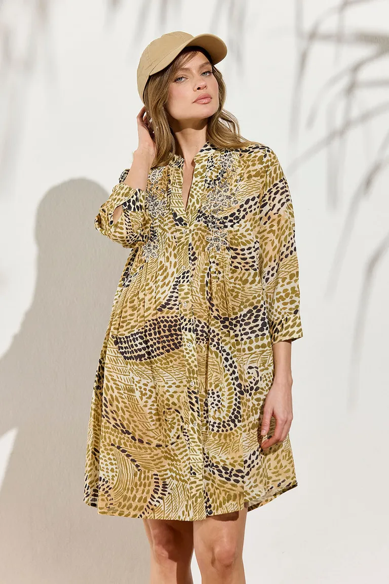 Túnica de algodón estampada con detalles bordados en la parte frontal de Indiastyle en Túnicas para argentina