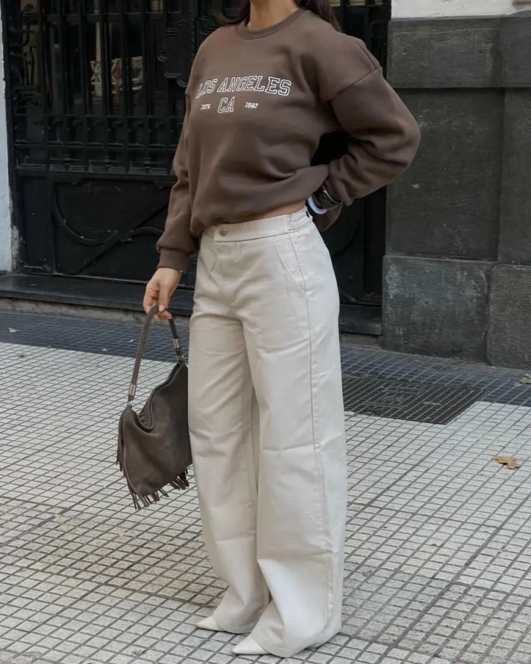 Pantalón de pierna ancha con ajuste en cintura para mujer de Sky en Pantalones para argentina