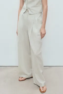 Pantalón traje recto lino de Mango en Pantalones para argentina