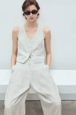 Pantalón traje recto lino de Mango en Pantalones para argentina