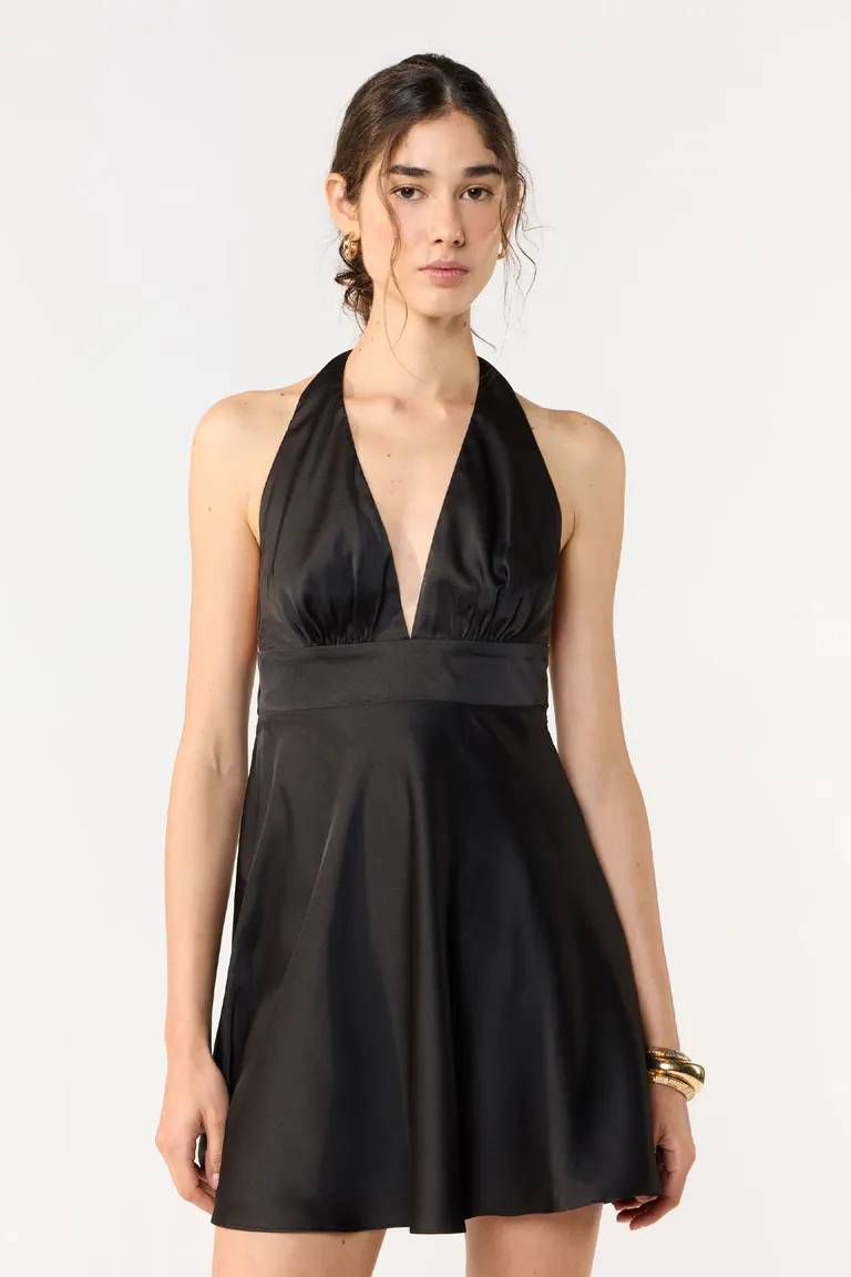 Vestido de fiesta corto con escote en V y espalda descubierta con lazo de Cuesta Blanca en Vestidos para argentina