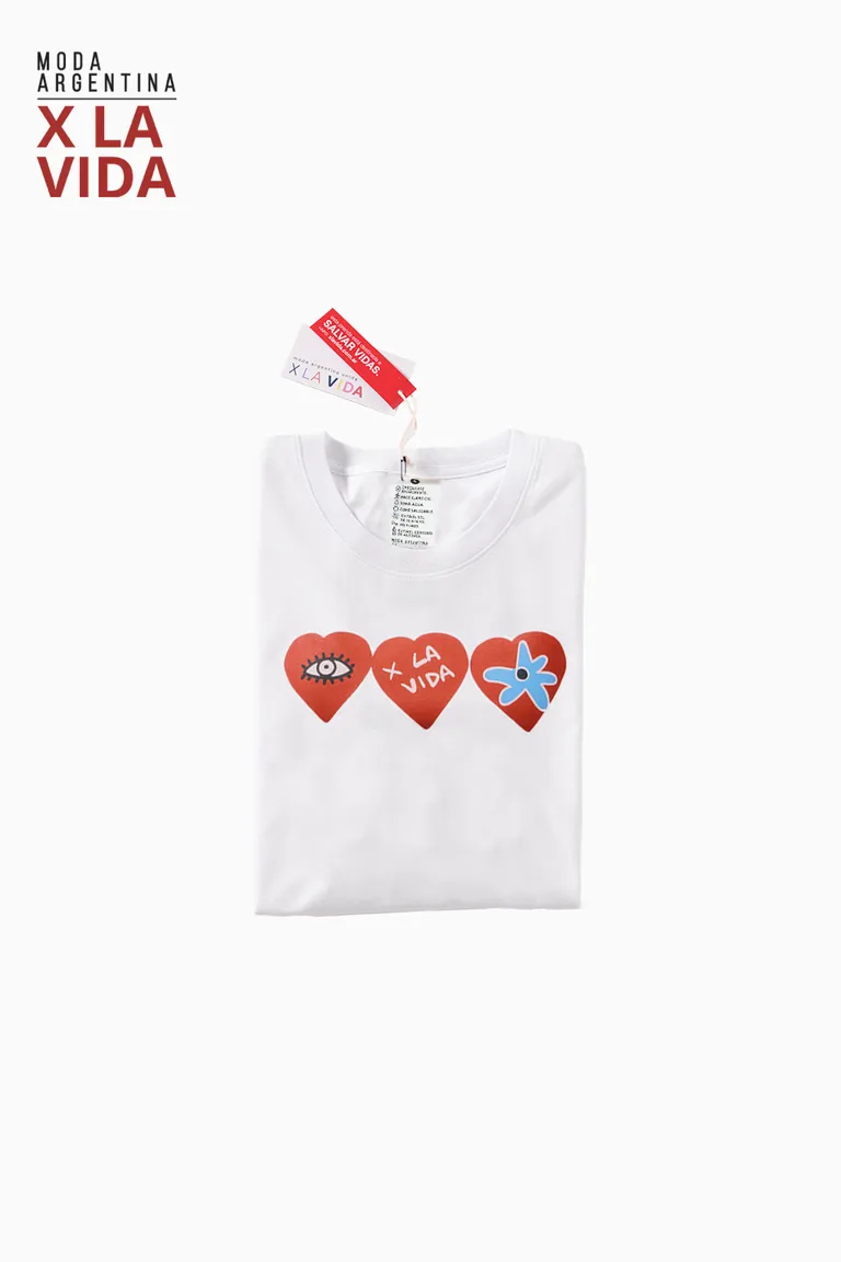 Remera de algodón con estampado de corazones para mujer de Las Pepas en Remeras para argentina