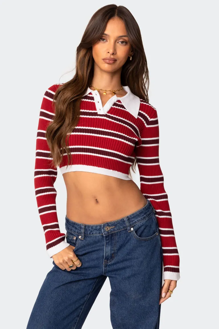 Crop top rayado con cuello de Edikted en Tops para argentina