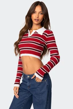 Crop top rayado con cuello de Edikted en Tops para argentina