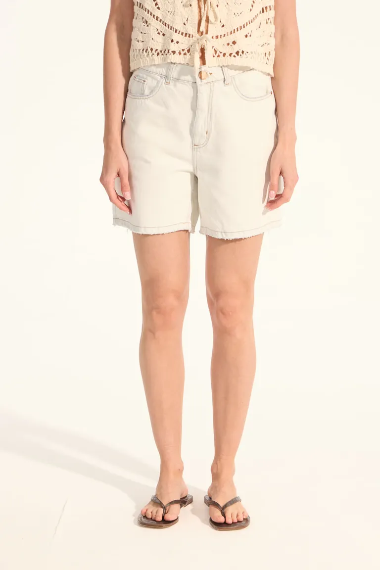 Bermuda blanca de tiro medio y pierna ancha en algodón de Portsaid en Shorts para argentina