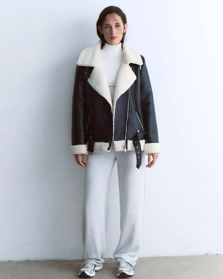 Chaqueta oversize con textura de peluche en color marrón para mujer de Sky en Chaquetas para argentina