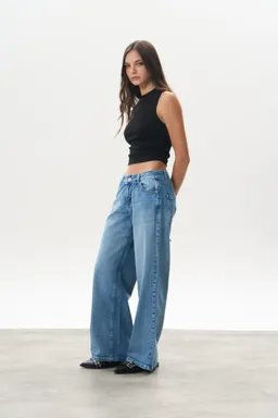 Jean denim wide tiro bajo barry de Magda en Pantalones para argentina