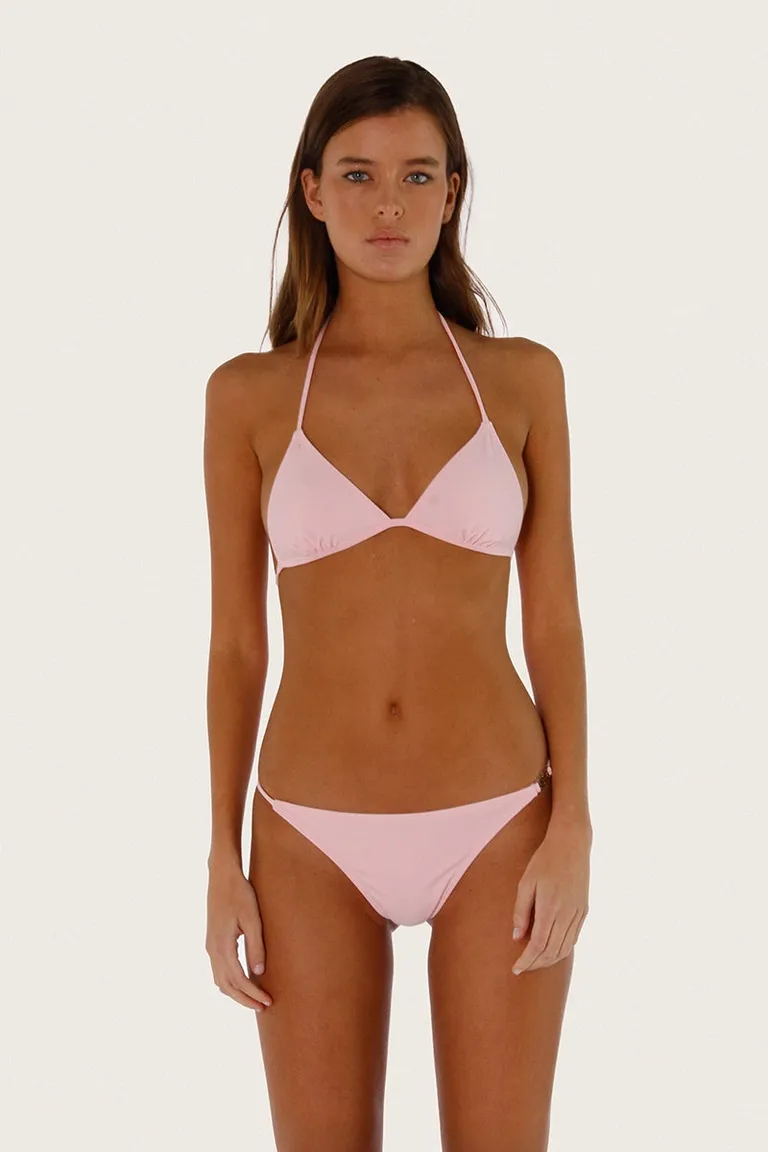 Elegante conjunto de bikini rosa con diseño triangular y colaless fija de Sofia Sarkany en Swimwear y Beachwear para argentina