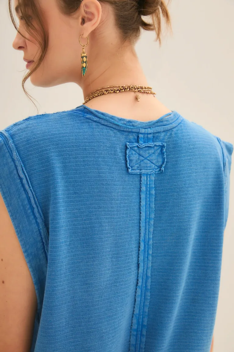 Musculosa de algodón azul con diseño relajado y holgado para mujer de Rapsodia en Remeras para argentina