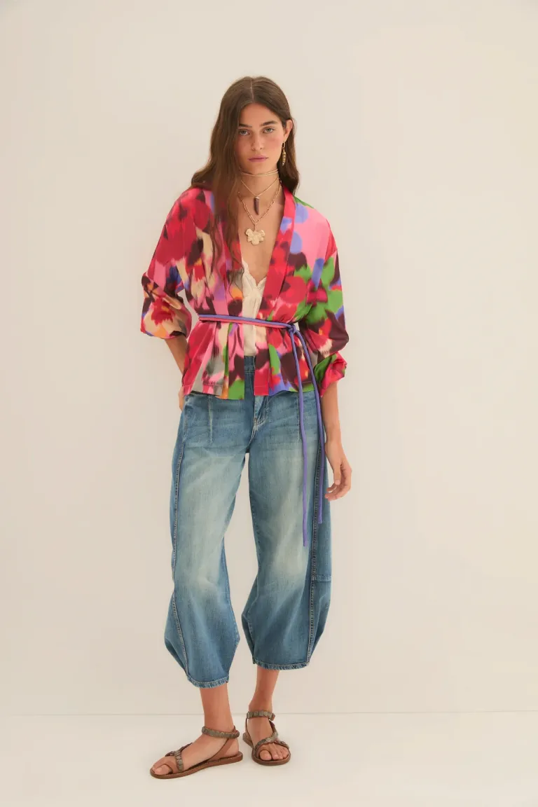 Kimono corto con estampado llamativo y mangas 3/4 de Rapsodia en Kimonos para argentina