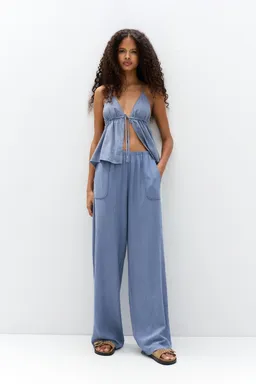 Pantalón fluido con lino de Pull&Bear en Pantalones para argentina