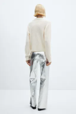 Pantalón wideleg metalizado de Mango en Pantalones para argentina