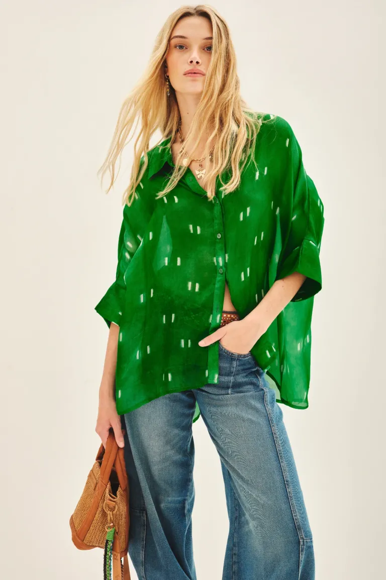 Camisa de seda estampada con cuello camisero y cartera de Rapsodia en Camisas para argentina