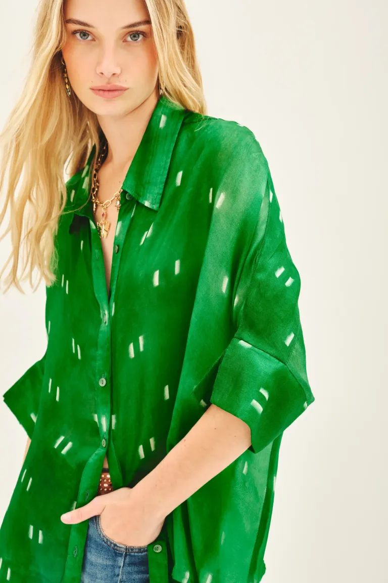 Camisa de seda estampada con cuello camisero y cartera de Rapsodia en Camisas para argentina