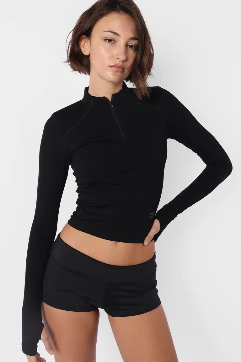 Top negro de manga larga con detalles bordados y cierre de nylon de Top White en Tops para argentina