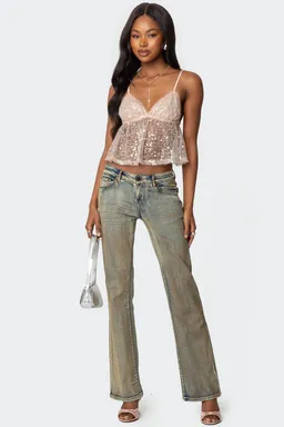 Musculosa babydoll transparente lentejuelas de Edikted en Tops para argentina