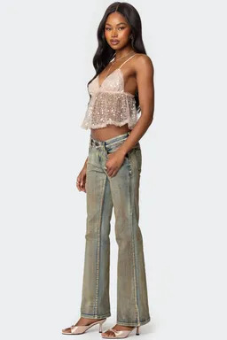 Musculosa babydoll transparente lentejuelas de Edikted en Tops para argentina