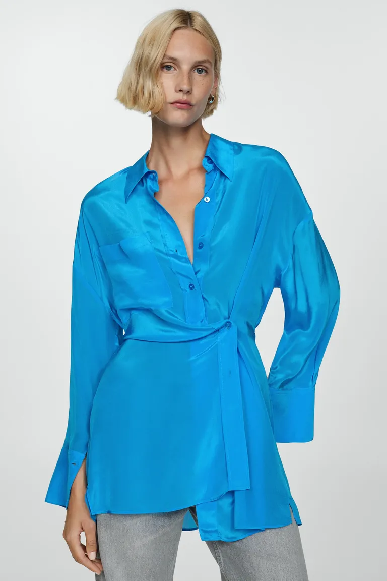 Camisa larga satinada asimétrica de Mango en Camisas para argentina