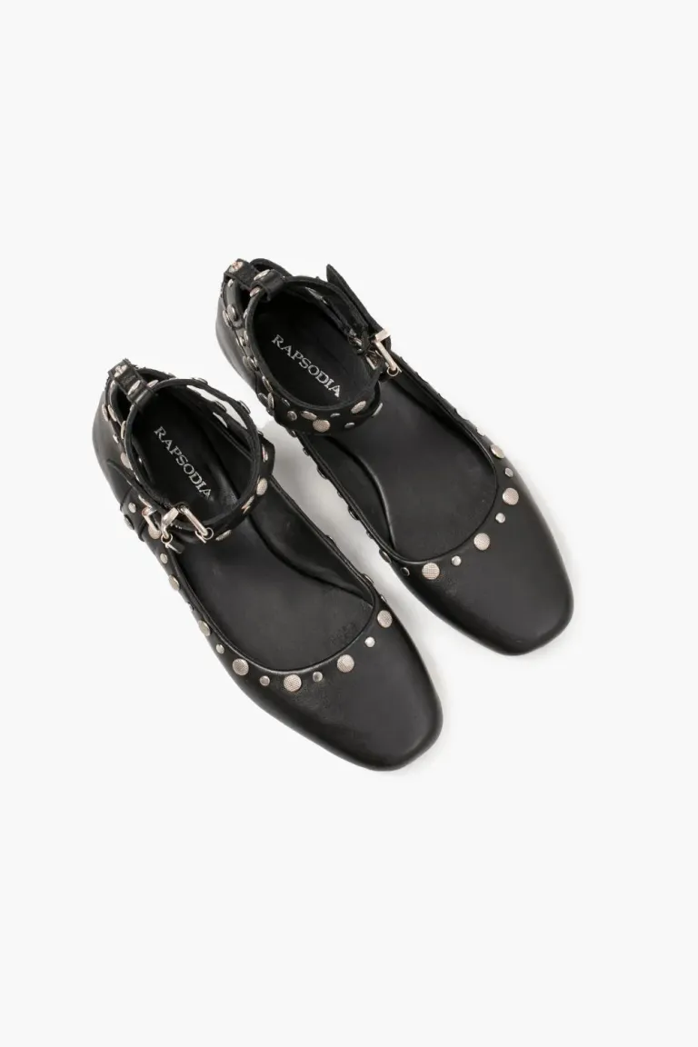 Ballerinas de cuero con aplicaciones de remaches en níquel de Rapsodia en Ballerinas para argentina