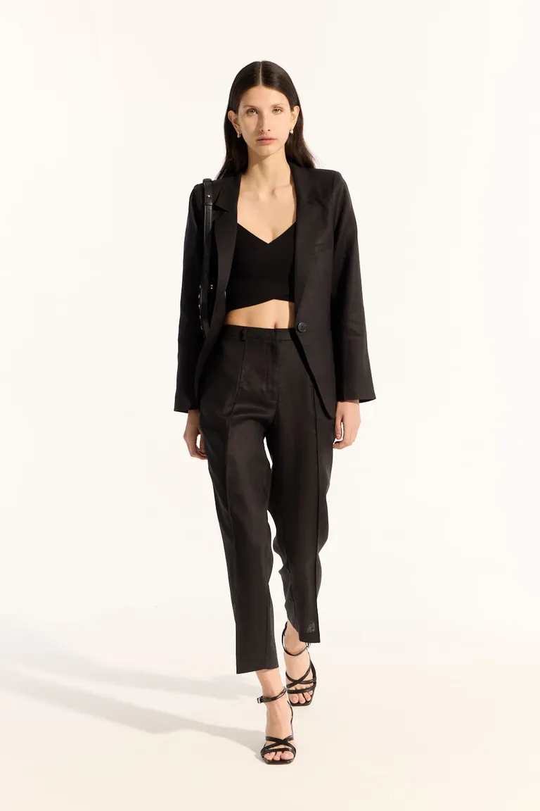 Blazer de lino de corte recto y calce relajado con solapa fina y bolsillos de Portsaid en Blazers para argentina