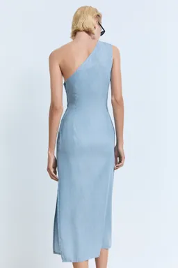Vestido lyocell asimétrico drapeado de Mango en Vestidos para argentina