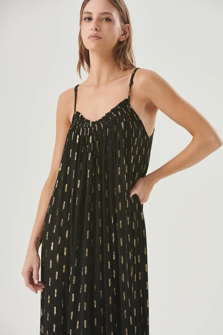 Vestido largo de viscosa con detalles brillantes y frunces en el escote de Sweet en Vestidos para argentina