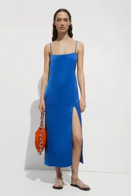Vestido satinado con abertura de Mango en Vestidos para argentina