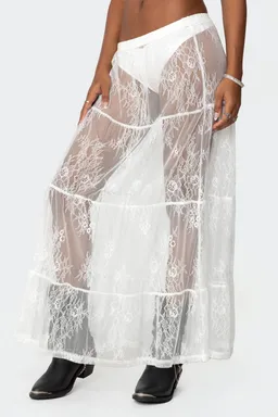Falda maxi encaje transparente de Edikted en Faldas para argentina