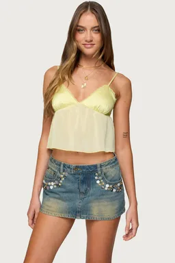 Krisa top babydoll chifón transparente de Edikted en Tops para argentina