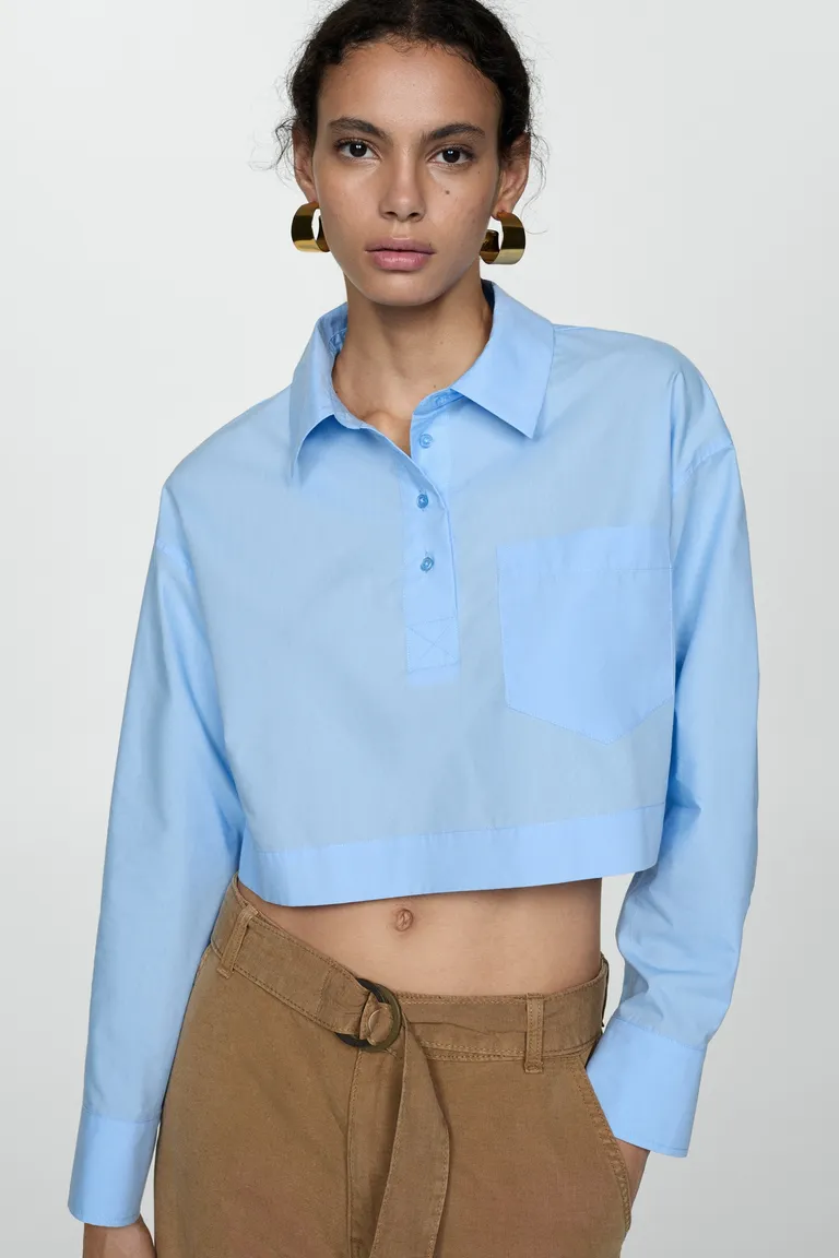 Camisa crop cuello polo de Mango en Camisas para argentina