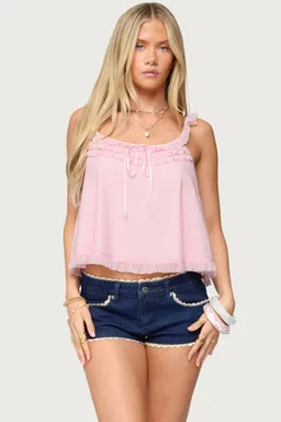 Musculosa babydoll volantes mesh de Edikted en Tops para argentina