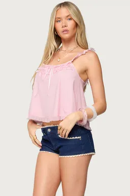 Musculosa babydoll volantes mesh de Edikted en Tops para argentina