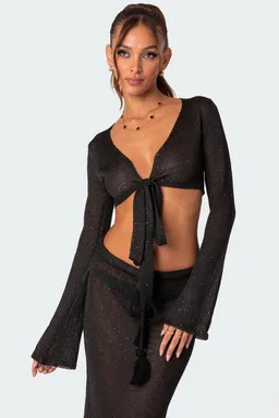 Crop top tejido lentejuelas micro de Edikted en Tops para argentina