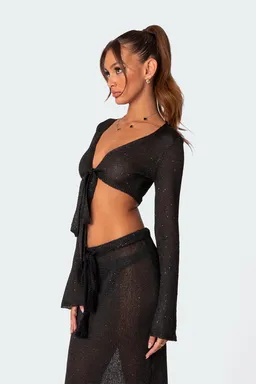 Crop top tejido lentejuelas micro de Edikted en Tops para argentina