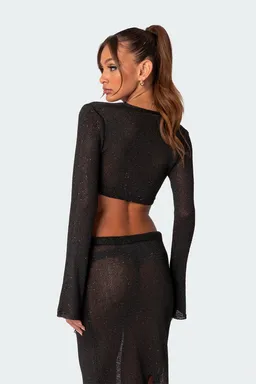 Crop top tejido lentejuelas micro de Edikted en Tops para argentina