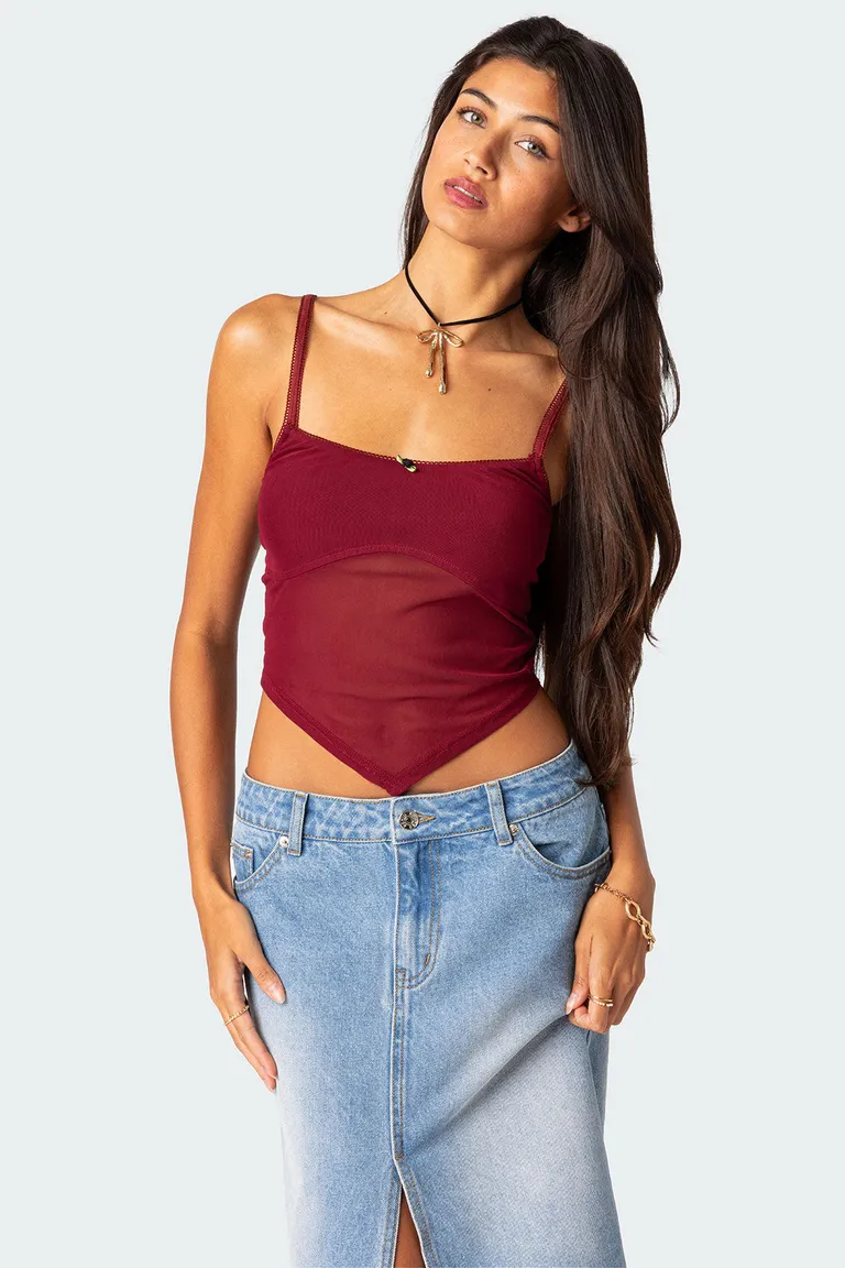 Tank top malla transparente cressida de Edikted en Tops para argentina