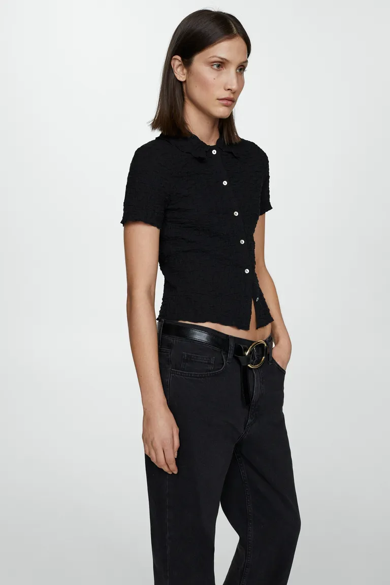 Remera algodón con textura de Mango en Camisas para argentina