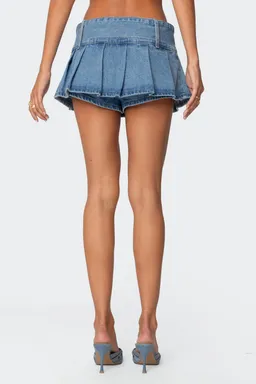 Mini faldashort denim plisada de Edikted en Faldas para argentina